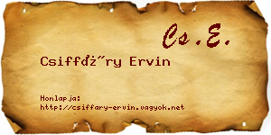 Csiffáry Ervin névjegykártya